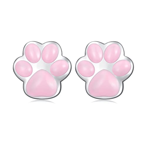 Boucles d'oreilles chat en argent sterling 925 pour femmes et filles