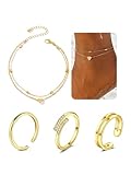QWALIT Gold Toe Rings for Women Gold Bracelets Heart Anklets for Women Waterproof Toe Rings Non Tarnish Adjustable Womens Big Toe Jewelry Simple Tail Ring