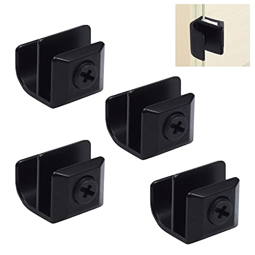 UFURMATE Glass Cabinet Door Knob, 4Pcs Black Zinc Alloy, Fit for 3-5mm Glass (Square), 25*23.8*19.5mm