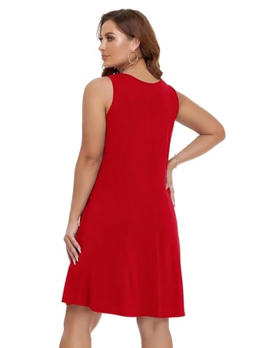 Image of BELAROI Women Casual Summer Beach Dresses Plus Size Sundress V Neck Pockets Swing Tank Dress Cover Ups