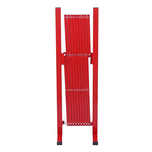 Absperrgitter HWC-B34, Scherengitter Zaun Schutzgitter ausziehbar, Alu rot-weiß - Höhe 103cm, Breite 32-265cm