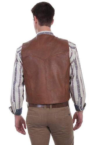 Image of Scully Saddle Tan Soft Touch Lambskin Western All Leather Vest 507