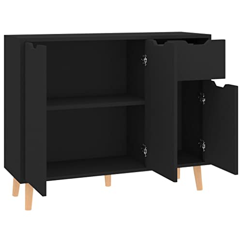 Floor Storage Cabinet, Buffet Storage Cabinet With 3 Doors And Drawer, Industrial Sideboard With Shelves, Buffet Table For Dining Room, Living Room(Black, 39.4"X11.8"X41.3") #TOP6