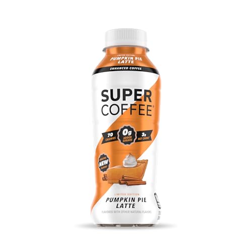 Super Coffee, Iced Keto Coffee (0g Added Sugar, 10g Protein, 70 Calories) [Pumpkin Pie Latte] 12 Fl Oz, 12 Pack | Iced Coffee, Protein Coffee, Coffee Drinks, Smart Coffee - SoyFree GlutenFree