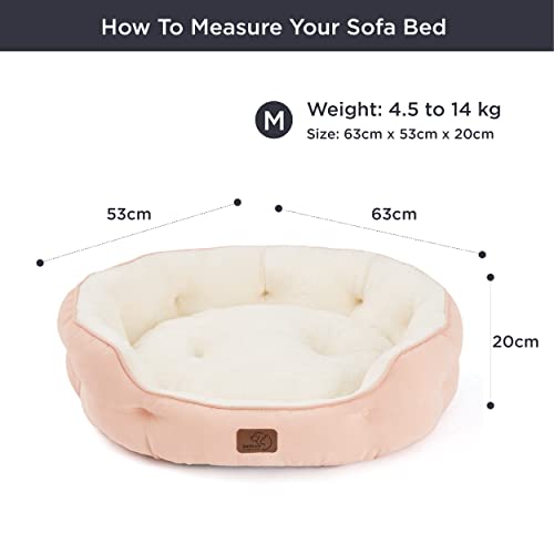 Bedsure Kleines Hundebett, waschbar, große Katzenbetten für Wohnungskatzen und Welpen, rundes Hundebett für mittelgroße Hunde mit rutschfester Unterseite, Rosa, 63 x 53 x 20 cm