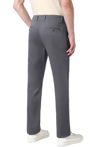 Image of Peter England Men's Straight Fit Mid Rise Chino Casual Trouser with Premium Dobby