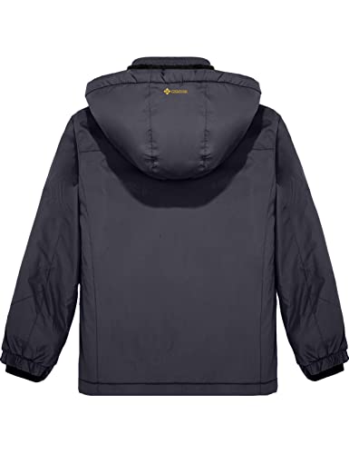 Gemyse Boy's Winter Waterproof Ski Snow Jacket Hooded Windproof Jacket (Iron Grey,10/12) #TOP1