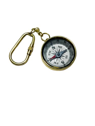 Brújula de bolsillo mini latón con clip llavero vintage miniatura 1