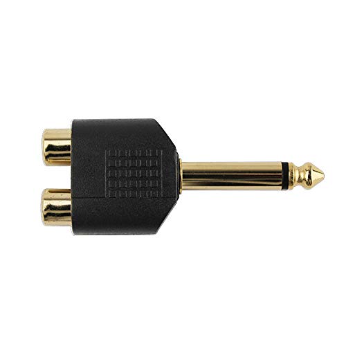 Adaptador 2 RCA Hembra a 1/4" Macho chapado en oro miniatura 1