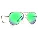 WearMe Pro - Polarized Metal Frame Pilot Style Aviator Sunglasses (Gold Frame/Mirror Green Lens, 60)