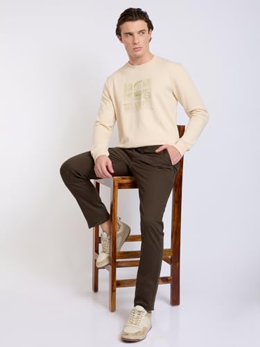 Image of Park Avenue Men Full Sleeve Slim Fit Print Pattern Cotton Polyester Blend Regular Neck Regular Neck Casual Sweatshirt