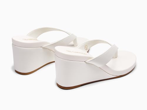 Image of Coutgo Womens Wedge Heels Sandals Platform Flip Flops Slides Slip On Summer Beach Shoes