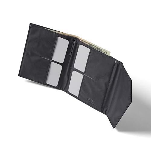 Allett Envelope Wallet, Jet Black – Nylon, RFID Blocking, Trifold, Slim, Minimalist, Water Resistant, Thin - Holds 4-24+ Cards, Bills, Coins - For Men & Women4
