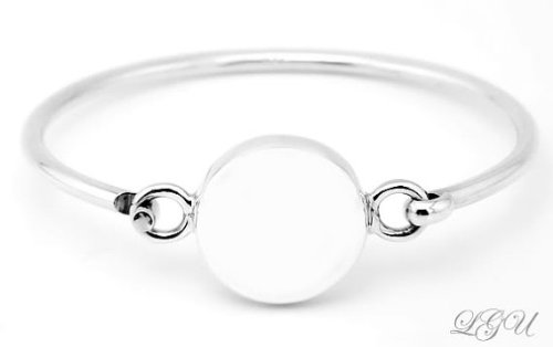 Lgu Sterling Silver Polished Engravable Round Puff Bangle Bracelet For Adult #TOP1