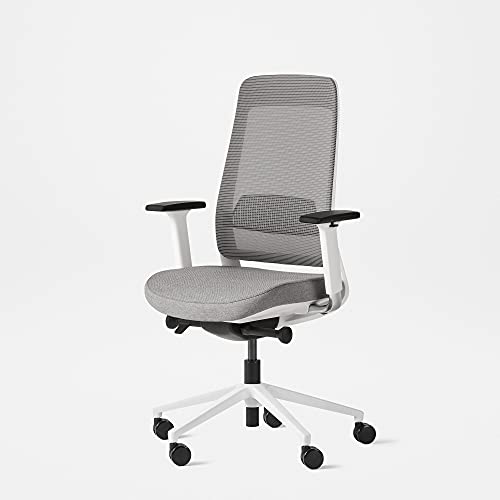 Image of Fully Desk Chair - Adjustable Standing Desk Chair (White Frame - Grey Seat)
