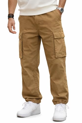 Image of Veirdo Men's Baggy Cargo Oversized Pants with Utility Pockets, Relaxed Loose Fit Street Style Trousers, All-Day Comfort, Perfect Casual Wear, Travel, (Size S to 2XL)