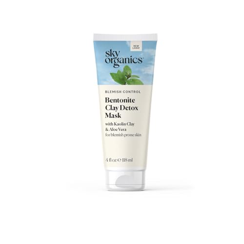 Sky Organics Blemish Control Bentonite Clay Detox Mask for Face to Detoxify, Cleanse & Soothe Skin, Removes Toxins, Impurities and Excess Oil to Support a Clearer-Looking Balanced Skin, 4 fl. Oz