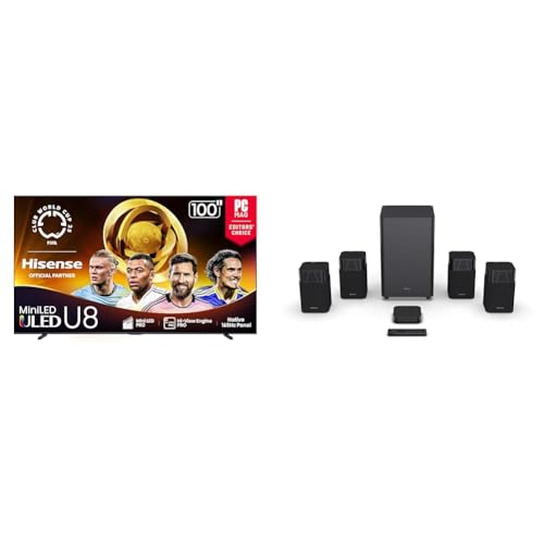 Image of Hisense 100U8QG Mini-LED 4K UHD Smart Google TV HT Saturn 4.1.2Ch Sound Bar with Wireless Subwoofer