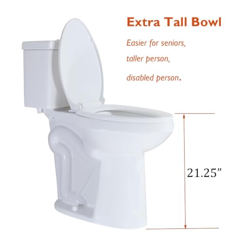 Image of 21-Inch Tall Two Piece Toilet, Soft Close Seat, Dual Flush