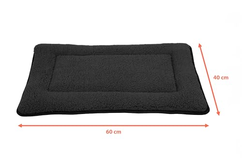 Spetebo Plüsch Haustiermatte waschbar 60 x 40 cm - anthrazit - Hundebett mit Rutschfester Unterseite - Schlafmatte Tierdecke Heimtiermatte Bett Kissen Matte Decke für Hunde und Katzen