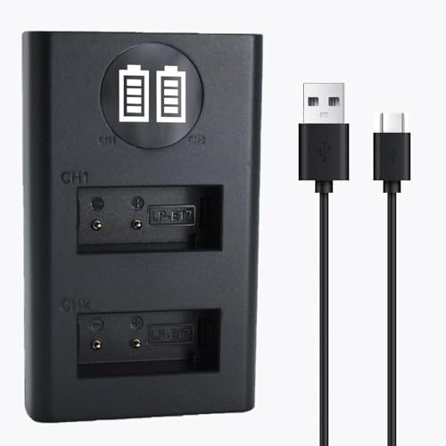 KWTOUL LP-E17 �[�d�� �f���A��USB�[�d�� Type-C�Ή� LCD�f�B�X�v���C�t�� 2�����[�d Canon�Ή� EOS R10 M6 Mark II 200D 800D Kiss X8i�Ή�