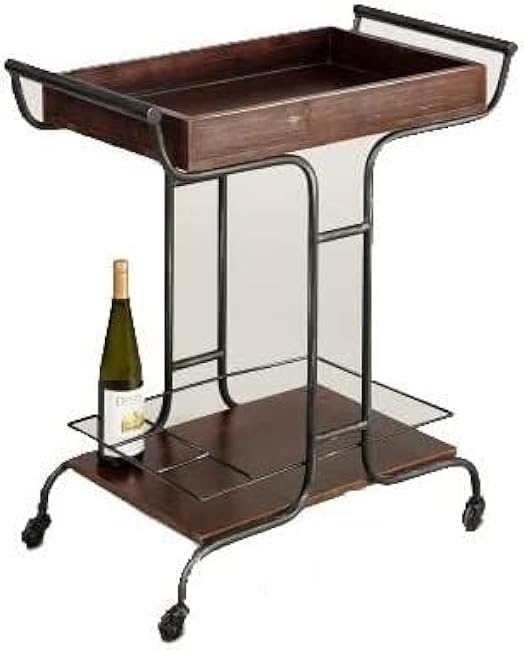 Kitchen Trolley Kitchen Storage 2 Tier Trolley Wrought Iron Dining Car Solid Wood Rolling Cart Hotel Restaurant Cafe Mobile Kitchen Storage Cart Kitchen Furniture-16n4Guhv