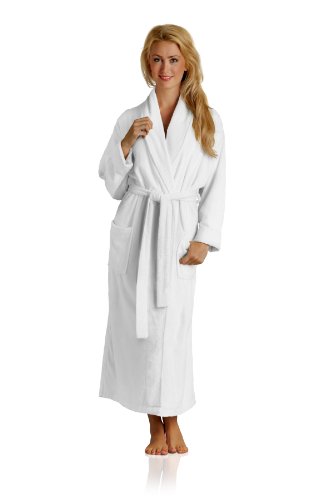 Pure Bliss Terry Robe - Super Absorbent and Soft - Cotton and Rayon from Bamboo in White, Small