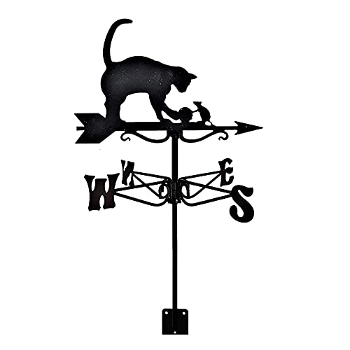 Girouette chat et souris XJBTBA indicateur de direction du vent rétro en métal pour le jardin
