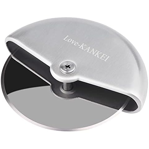 Love-KANKEI Pizza Cutter, Pizza Slicer Stainless Steel Comfortable Palm Grip 4 inch (10 cm) Cover