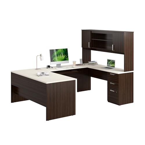 Bestar Ridgeley U-Shaped Executive Desk with Hutch