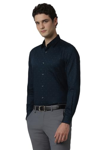 Image of Peter England Men Navy Slim Fit Formal Shirt
