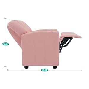 Naomi home suri kids push back loveseat recliner with cup holders adjustable footrest headrest two seat recliner sofa for boys girls of 3 age pink pvc  urban country home decor