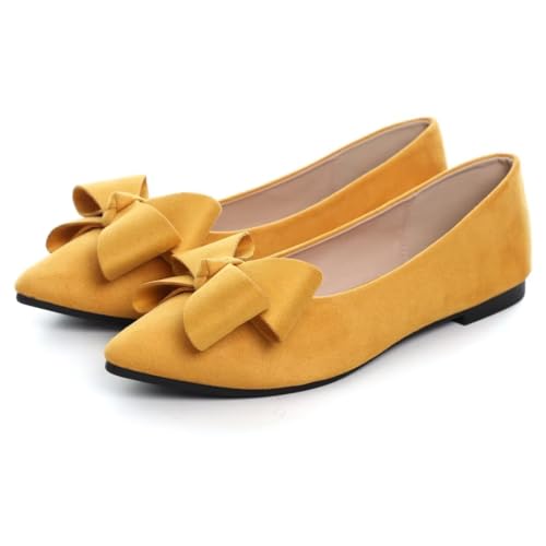 Image of TN TANGNEST Flats Shoes Women Comfort Casual Loafers | Classic Pointed Toe Bowknot Flats Cute Slip On Flats, Wear to Work Travel Walk