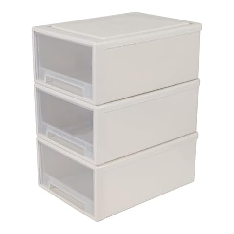 Neadas 18 Quart Plastic Compact Stacking Storage Drawers, Stackable Plastic Drawers Organizer, 3 Packs Cover