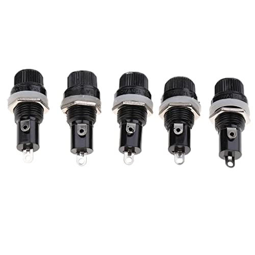 5 piezas de CA 125 V/15 A 250 V/10 A con tapa de rosca montada en panel de 5 x 20 mm. Portafusibles
