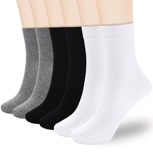 Image of Corlap Women's Thin Above Ankle Socks - 6Pairs Cotton Casual Bootie Dress Crew Socks