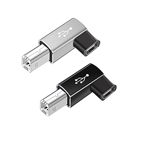 rgzhihuifz USB C Female to Midi 90 Degree Adapter, 2Pack Female USB C to Male USB B Printer Adapter...