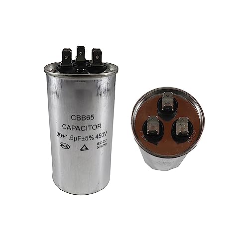 Jcspares® - Condensatore Per Condizionatore In Metallo 30 + 1,5 Μf Micro Farad 450V Compatibile Per Whirlpool Electrolux Candy Ed Ulteriori