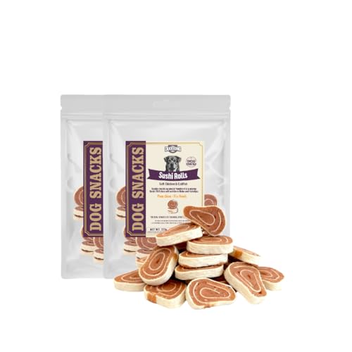 Tasties Sushi Rolls Dog Snack, Soft Chicken & Codfish Treats for Dogs & Cats, High Protein Pet Snacks for Small & Medium Pets, Ideal Training Treats (446g (2packs))