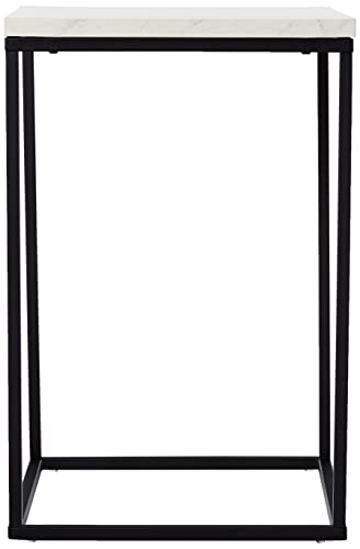 Walker Edison Modern Open Square Wood Side End Accent Table Living Room Storage Small End Table, 16 Inch, Marble #TOP5