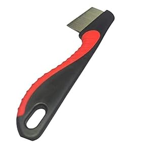 Flea Rubber Handle Single Side Steel Needles Pet Comb Hairbrush for Puppies&Dogs, Small (Flea Comb)