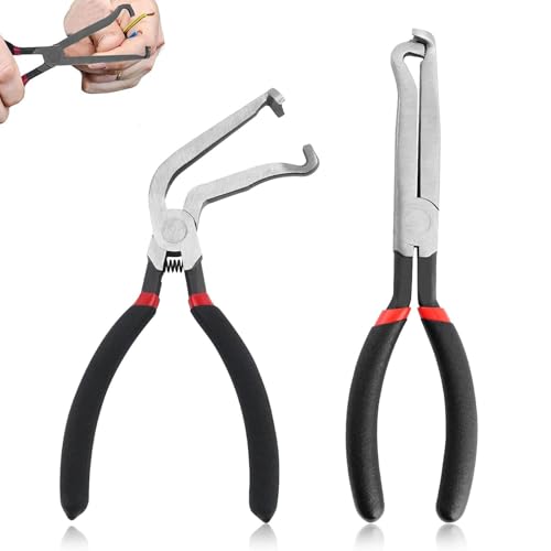 2Pcs Electrical Disconnect Pliers 37960, 37980 Electrical Connector Disconnect Pliers, 60 Degree, Automotive Tools for Push Tab Style Plugs (Straight+60 Degree)
