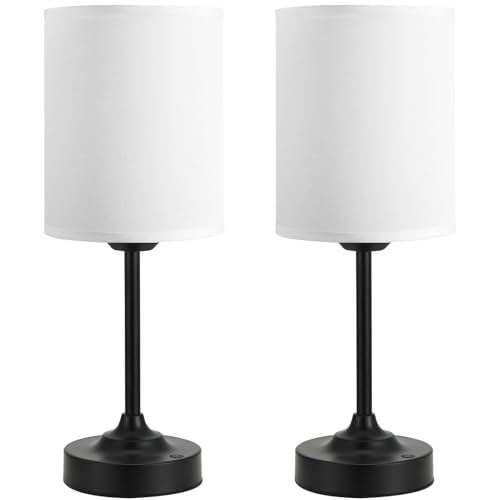 Image of Touch Control Cordlss Table Lamp, USB-C Rechargeable Lamp with Stepless Dimming, 4000mAh Battery Operated Bedside Lamp for Bedroom, Living Room, Night Light & Emergency Lighting, Black, 2 Pack