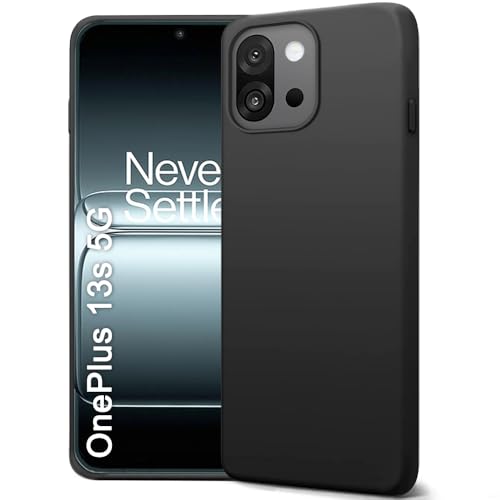 Image of TheGiftKart Liquid Silicone Back Cover Case for OnePlus 13s 5G | Soft Micro-Fibre Lining Inside | Camera & Screen Protection | Shockproof Back Cover Case for OnePlus 13s 5G (Silicone, Black)