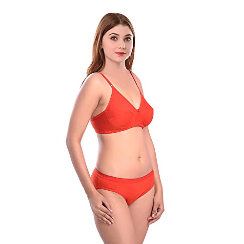 Image of PIBU-Net Bra Panty Set Lingerie Set Full Coverage Non-Padded Non-Wired Honeymoon Set(Pack of 2)(Color -Red,Black) Model No:122