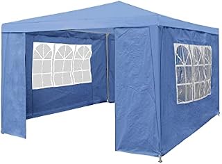 SANHENG Gazebo With Sides, Waterproof Gazebo with 4 Side Panels, Fully Waterproof, Party Tent Marquee Awning with Powder Coated Steel Frame (3x3m,Blue)