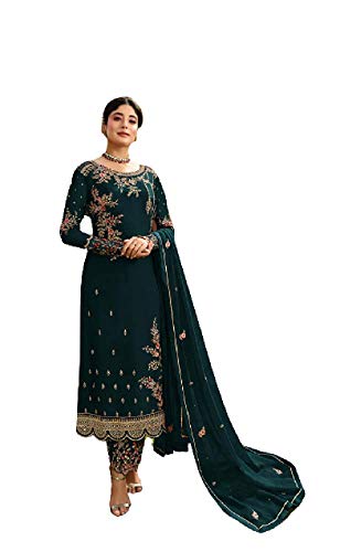 Prija Collection Ready to Wear Indian Pakistani Ethnic Wear Designer Straight Salwar Kameez Suit for Womens (Sea Green, XL) Prija Collection Ready to Wear Indian Pakistani Ethnic Wear Designer Straight Salwar Kameez Suit for Womens (Sea Green, XL)