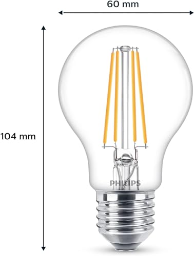 Philips LED Premium Classic A60 Light Bulbs 6 Pack [E27 Edison Screw] 7W - 60W Equivalent - Warm White (2700K), Non Dimmable.