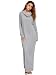 Verdusa Women's Casual Long Sleeve Cowl Neck Loose Pocket Shift Long Maxi Dress Light Gray L