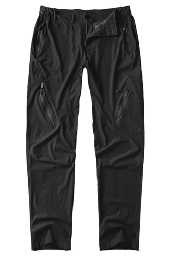 Postropaky Mens Hiking Quick Dry Lightweight Waterproof Fishing Pants Outdoor Travel Climbing Stretch Pants (Black, 42W x 32L)